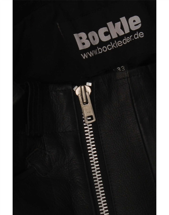 Pantaloni drepti din piele Bockle pentru femei W33 L34 negri