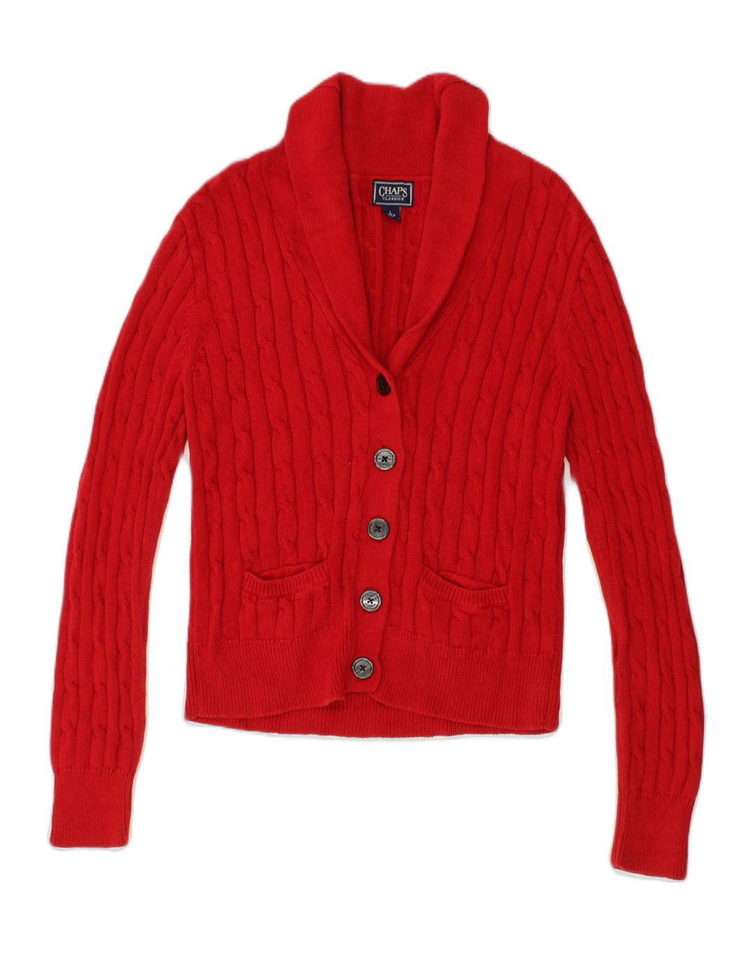CHAPS Womens Cardigan Sweater UK 16 Large Red Cotton Vintage Chaps and Second-Hand Chaps from Messina Hembry 