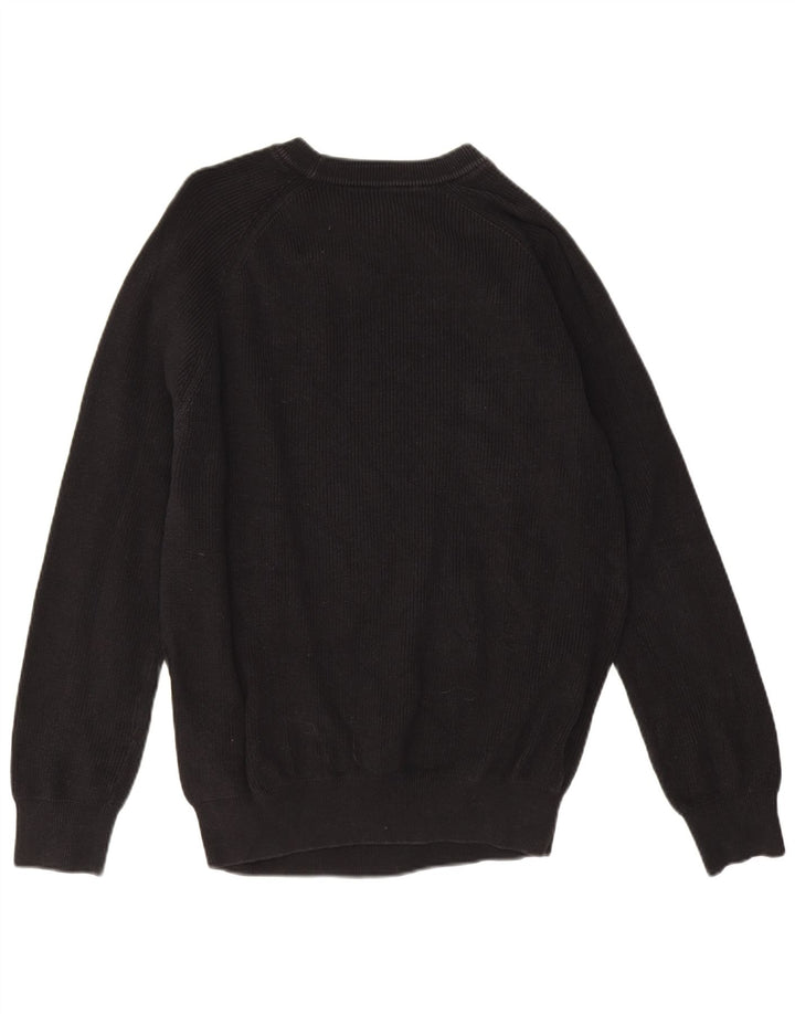 Zara Mens Boat Neck Jumper Sweater Large Black Cotton