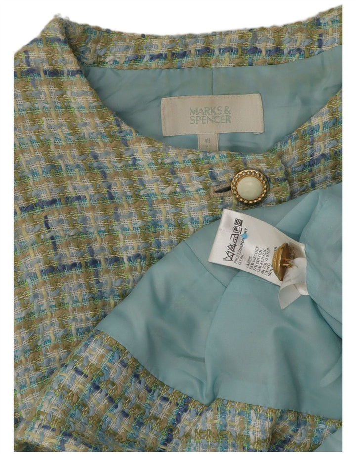 Marks & Spencer Womens 4 Button Blazer Jacket UK 18 XL Green Check Viscose