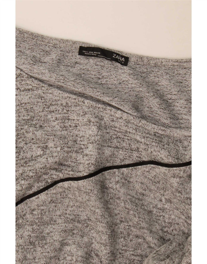 Zara Damen-Oberteil, übergroß, 3/4-Ärmel, UK-Größe 40, Größe L, Grau meliert