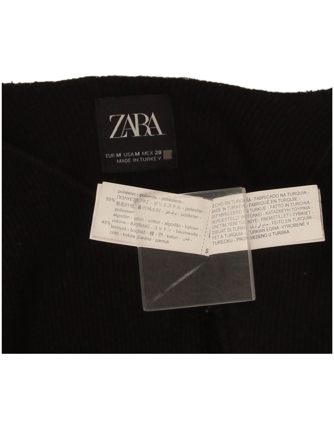 Zara Womens 3/4 Sleeve Bolero Jumper UK 14 Medium Black Polyester