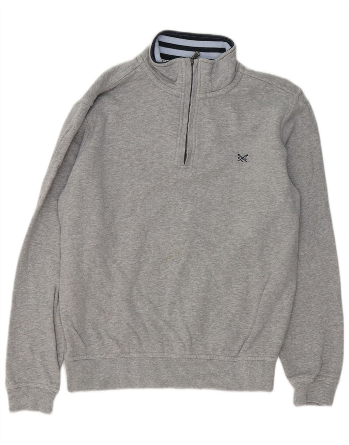 Crew Clothing Mens Zip Neck Sweatshirt Jumper Medium Grey Cotton