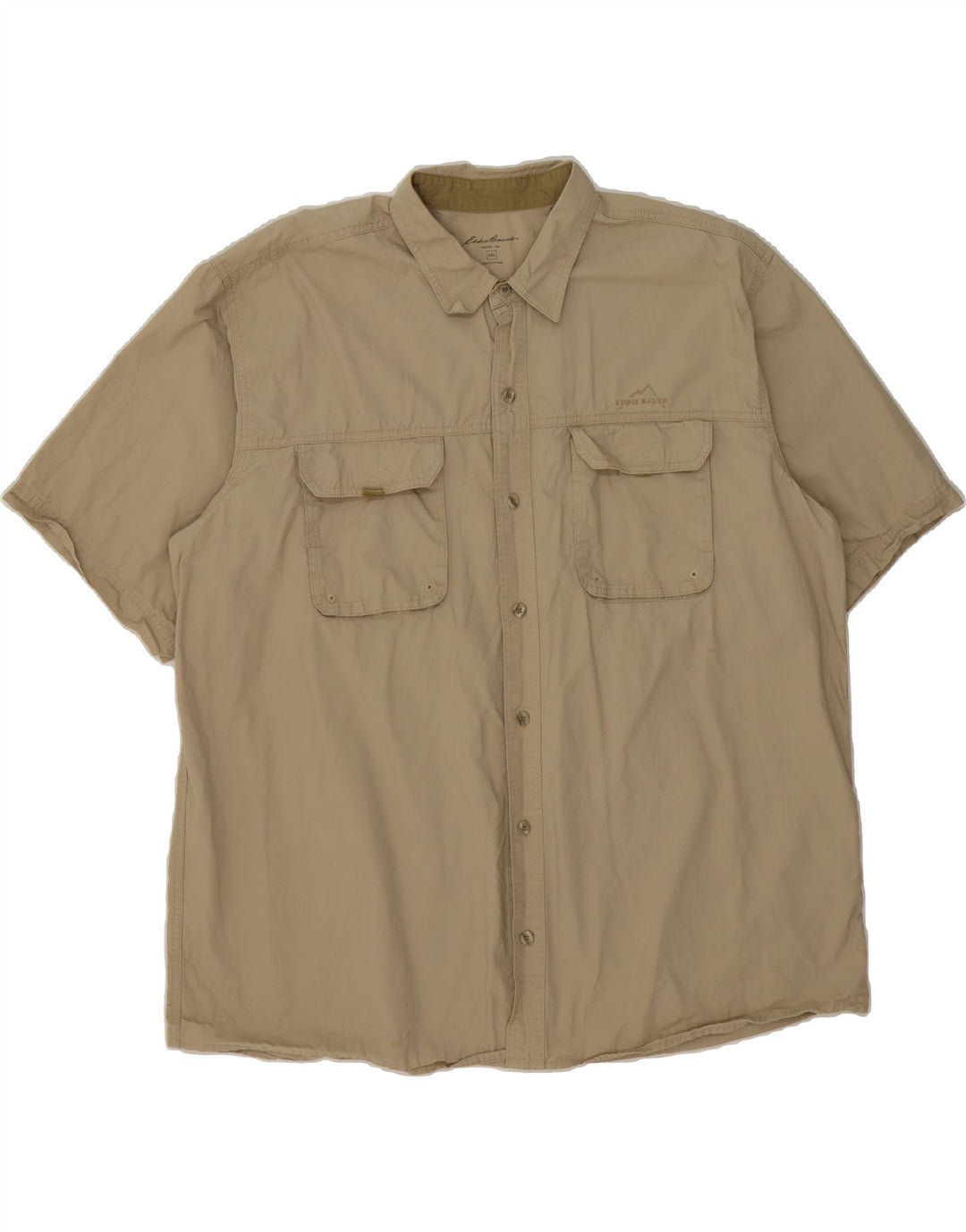 EDDIE BAUER Mens Short Sleeve Shirt 2XL Beige Cotton Vintage Eddie Bauer and Second-Hand Eddie Bauer from Messina Hembry 