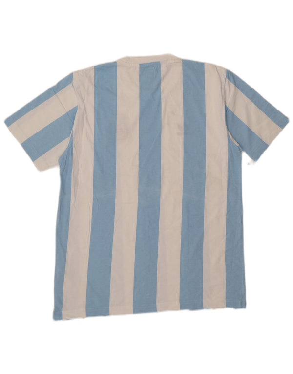 Adidas Mens Graphic T-Shirt Top Medium Blue Striped Cotton