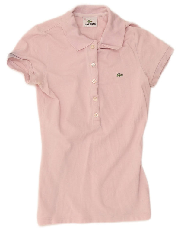 Lacoste Womens Polo Shirt Size 34 Small Pink Cotton