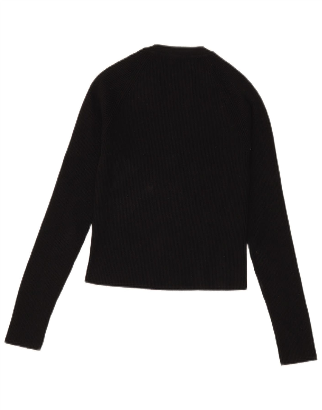 Zara Womens Crop Top Long Sleeve UK 8 Small Black Viscose