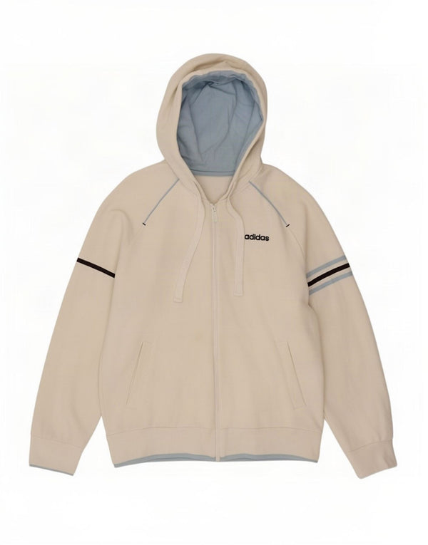 Adidas Mens Graphic Zip Hoodie Sweater Medium White Cotton