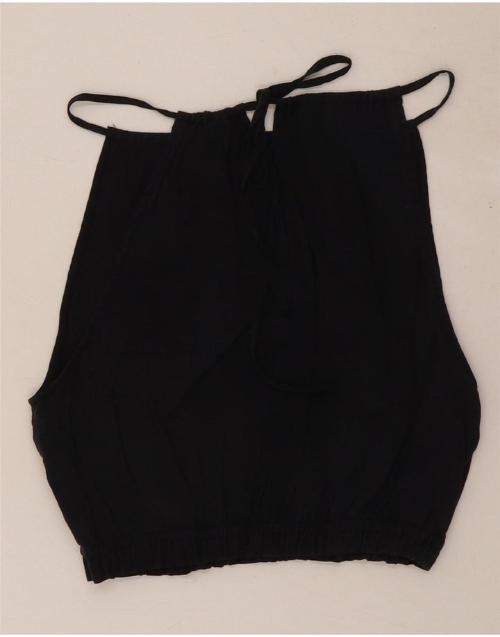 Zara Womens Crop Halter Top UK 4 XS Black