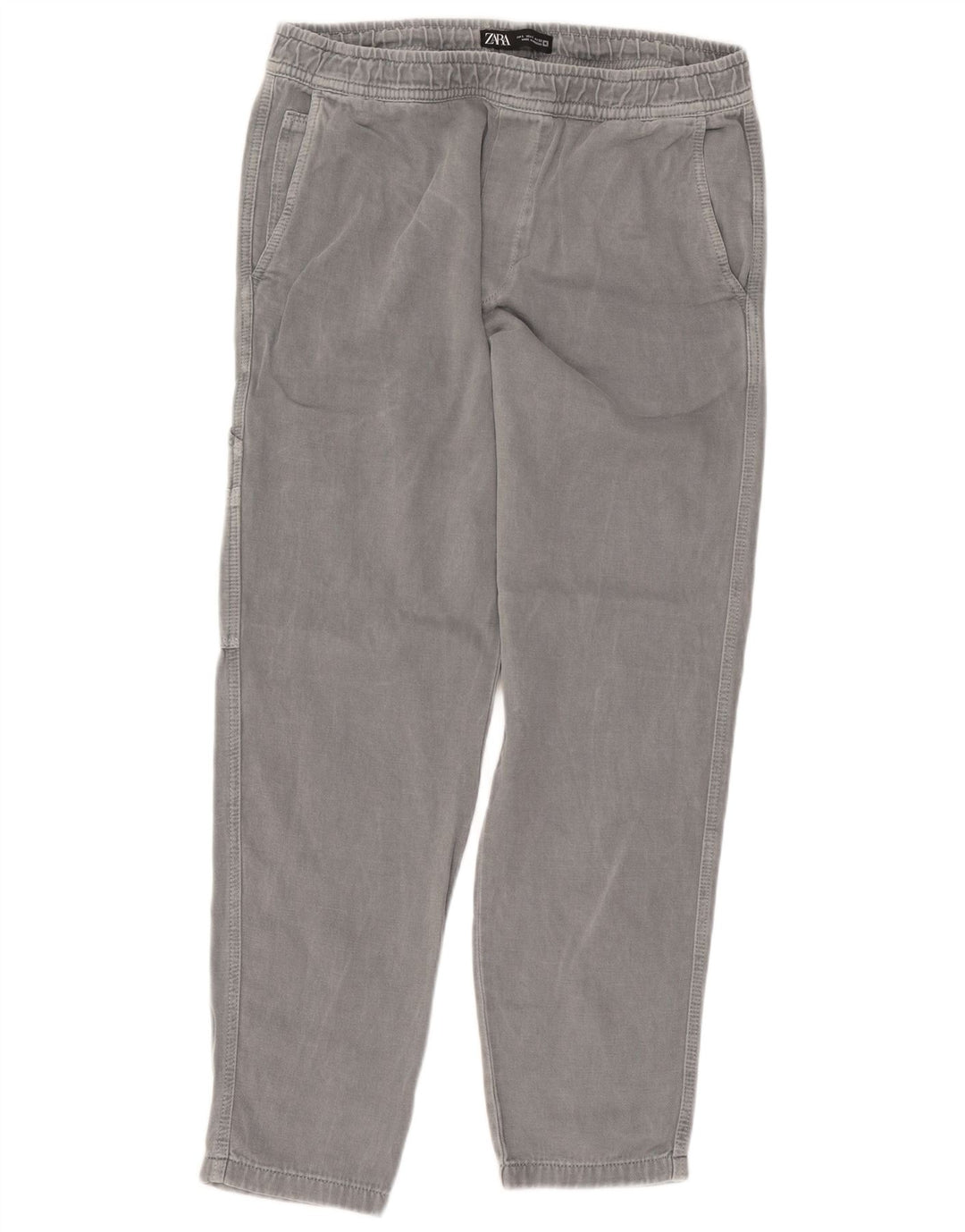 ZARA Womens Straight Cargo Trousers Large W32 L29 Grey Cotton