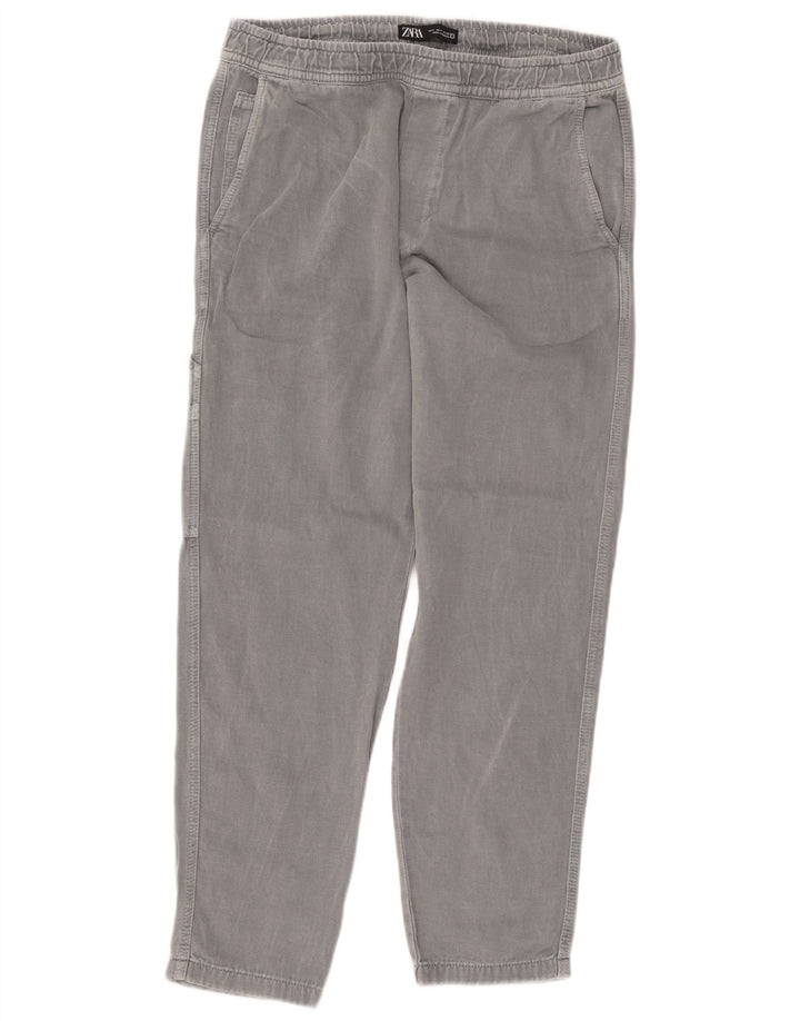 ZARA Womens Straight Cargo Trousers Large W32 L29 Grey Cotton