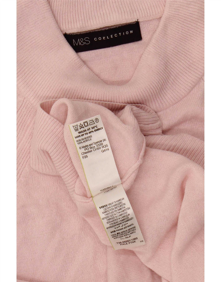 Marks & Spencer Womens Crop Turtle Neck Jumper Sweater UK 8 Small Pink