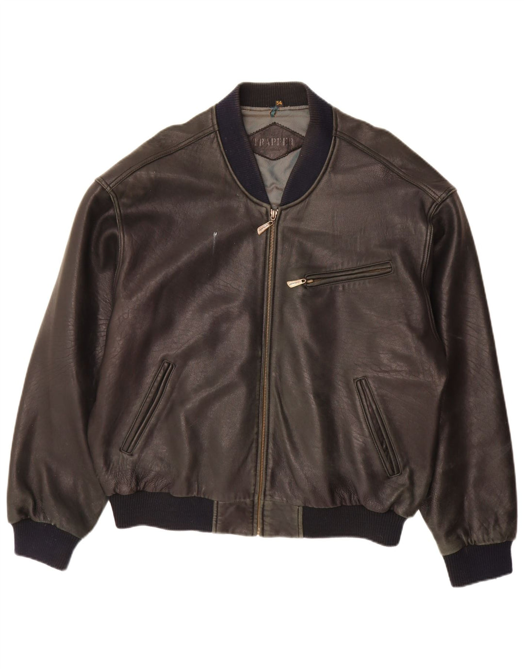 Jaqueta de couro masculina Trapper IT 54 2XL preta