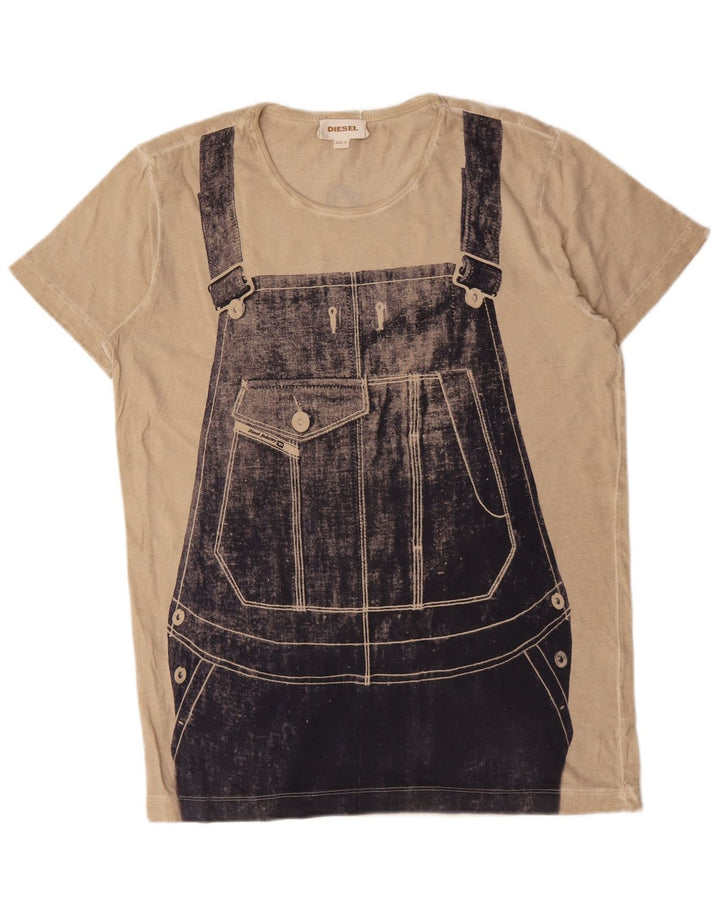 Diesel Mens Graphic T-Shirt Top Large Beige