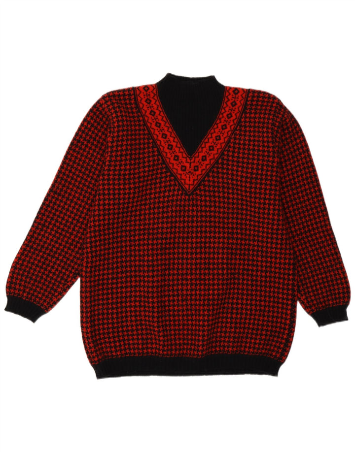 Benetton Dame Turtle Neck Jumper Sweater UK 14 Medium Rød Retro