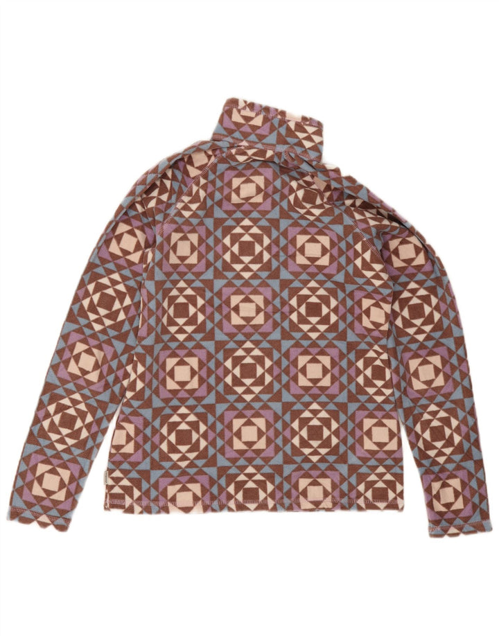 Eddie Bauer Womens Oversized Fleece Jumper UK 6 XS Multicoloured Geometric