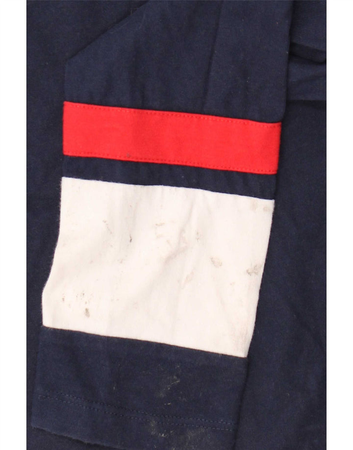 Tommy Hilfiger Womens Top Long Sleeve UK 12 Medium Navy Blue Colourblock
