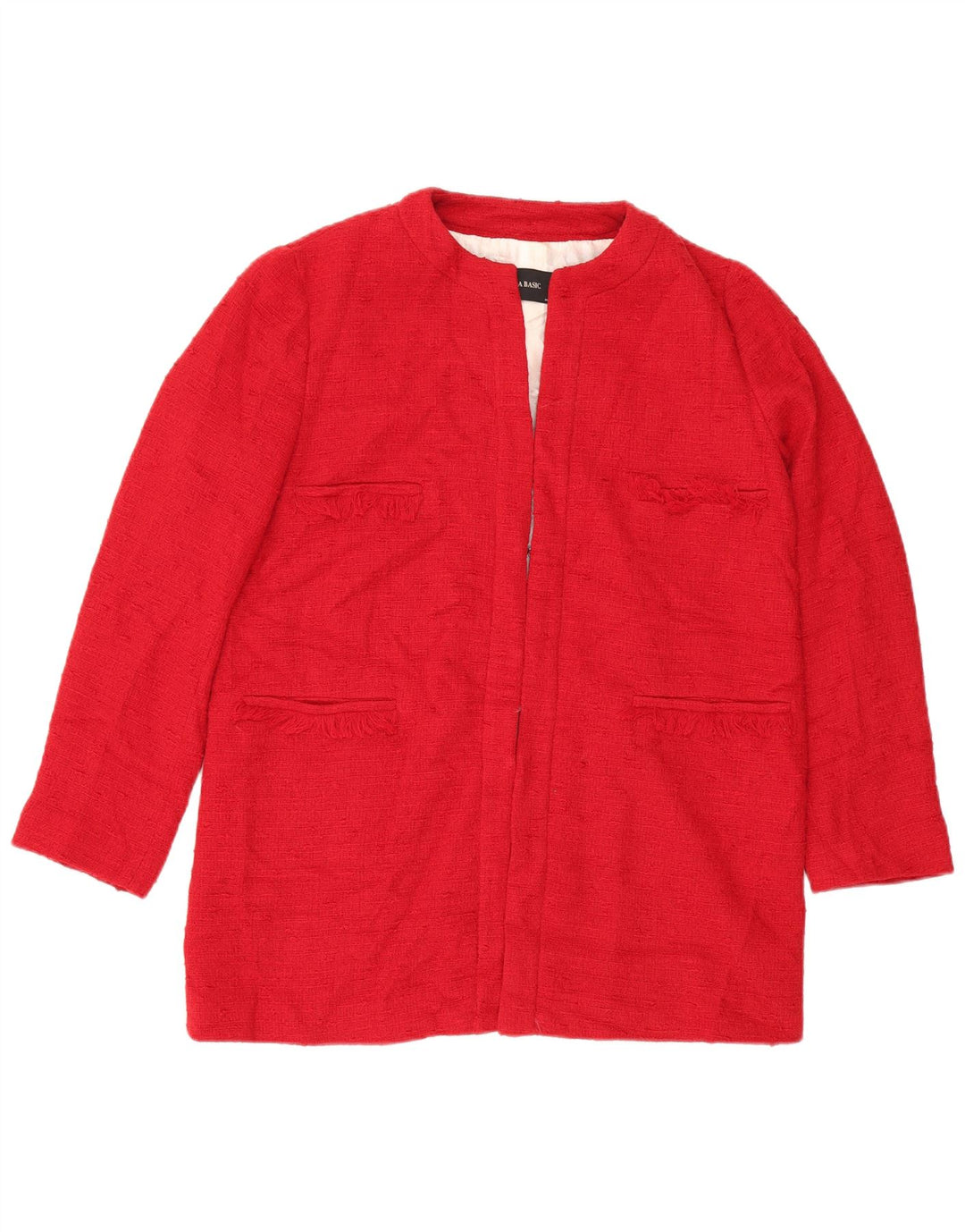 Zara Dame Blazer Jacket UK 16 Stor Rød Bomuld