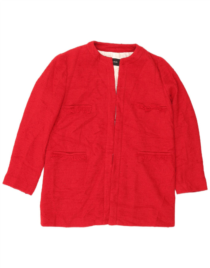 Zara Dame Blazer Jacket UK 16 Stor Rød Bomuld
