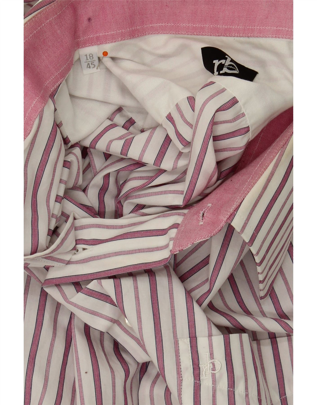 ROCCOBAROCCO Mens Shirt Size 45 18 2XL Pink Pinstripe Vintage Roccobarocco and Second-Hand Roccobarocco from Messina Hembry 