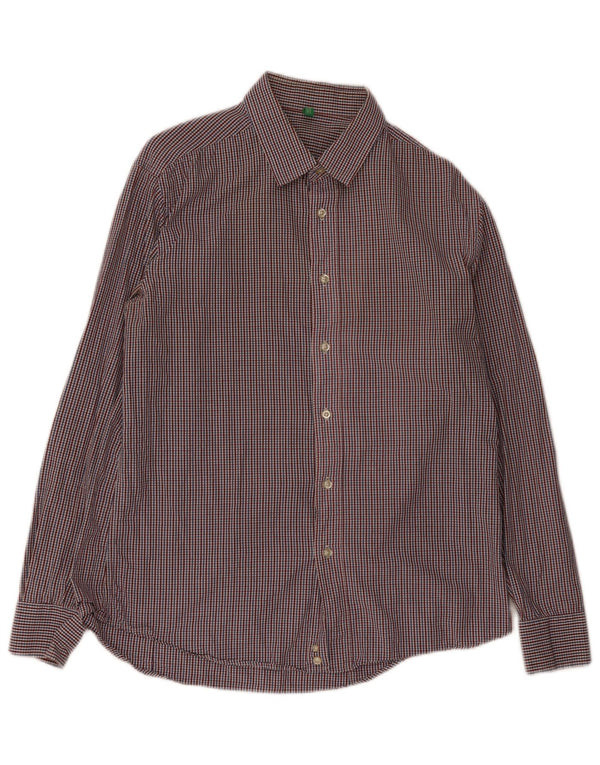Camicia Benetton Uomo XL Cotone Check Multicolor