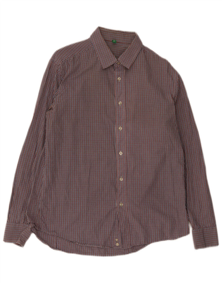 Camicia Benetton Uomo XL Cotone Check Multicolor