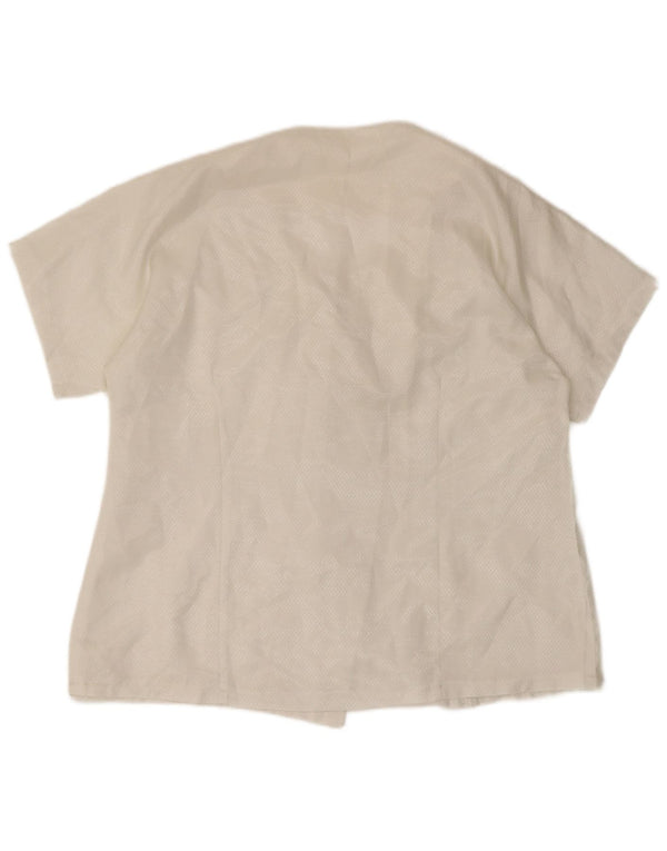 vintage Femme Chemise à manches courtes Blouse UK 18 XL Coton Blanc