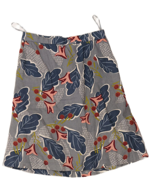 Gonna a trapezio da donna di White Stuff UK 8 piccola W28 lino floreale grigio