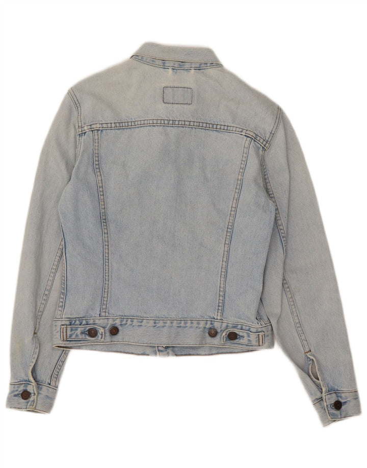 Levi's Womens Crop Denim Jacket UK 10 Small Blue Cotton