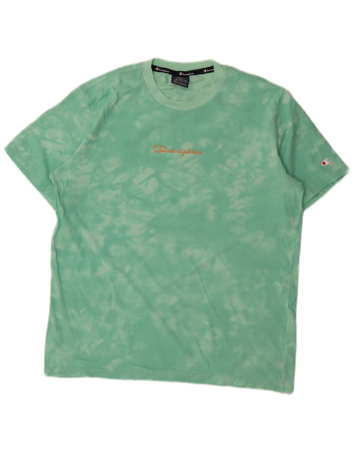 Champion Herre grafisk T-shirt Top Small Green Tie Dye