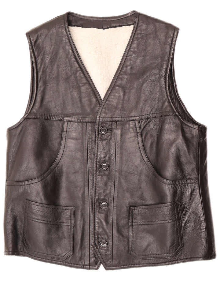 Vintage Herren Lederweste Medium Schwarz