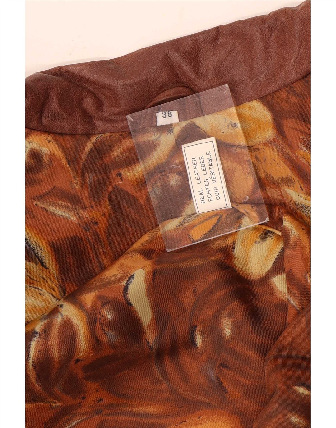 Vintage Womens Oversized Leather Coat EU 38 Medium Brown Leather