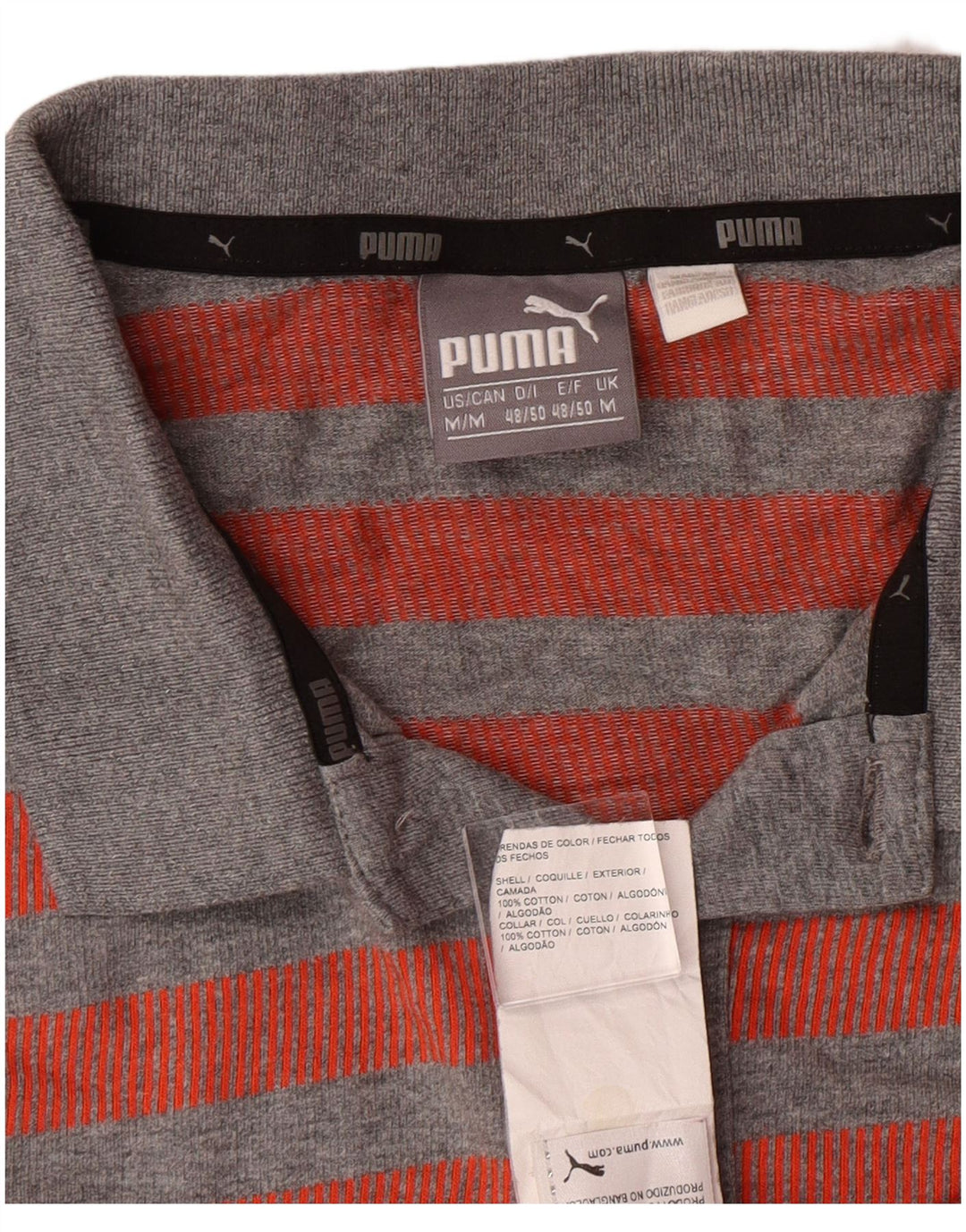 Tricou polo PUMA pentru bărbați, bumbac cu dungi roșii medii