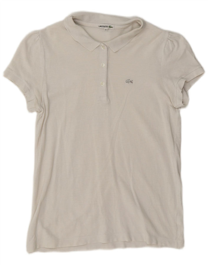 Lacoste Womens Polo Shirt Size 42 Large White Cotton