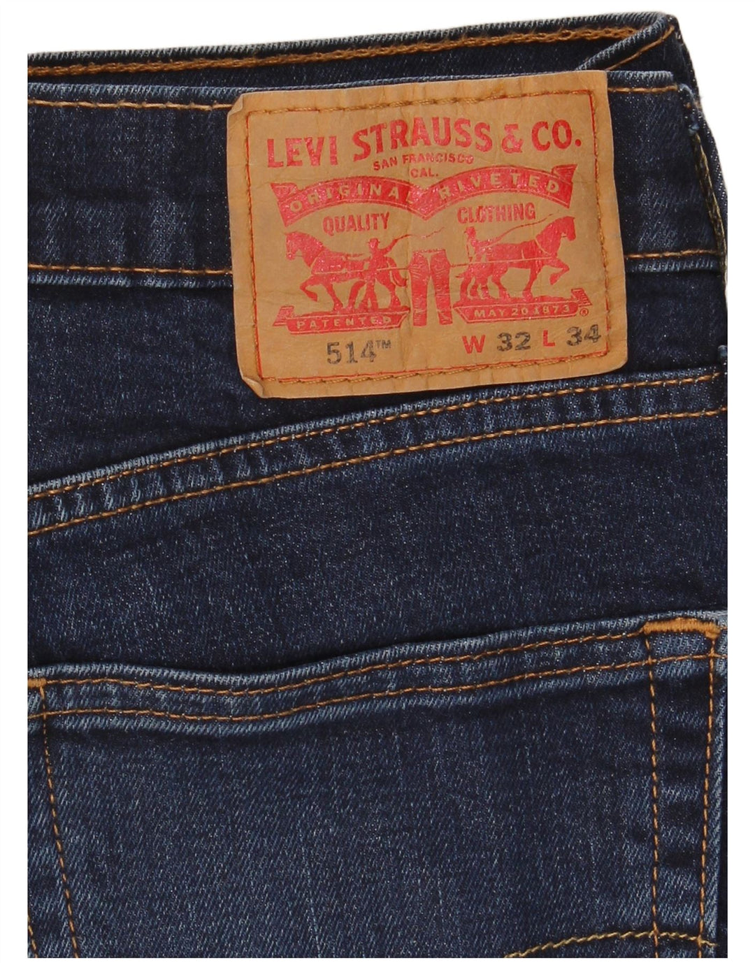 Levi's Mens 514 Straight Jeans W32 L34 Navy Blue Cotton