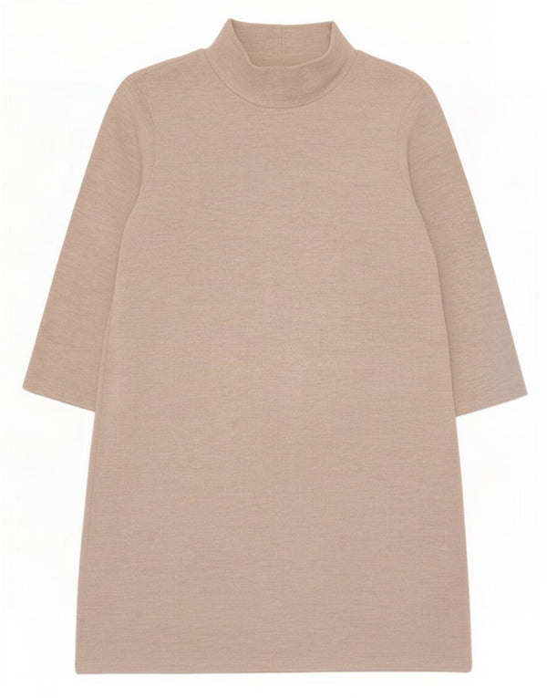 Zara Γυναικείο φόρεμα 3/4 με μανίκια UK 12 Medium Beige Polyester