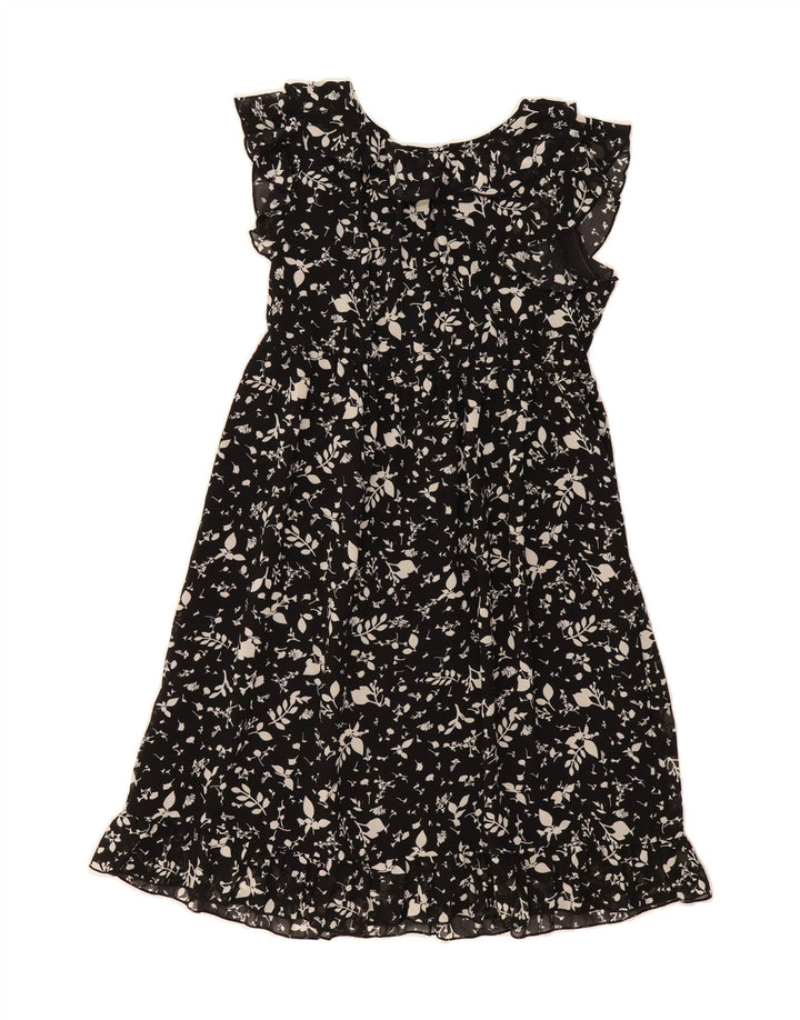 CONVERSE Womens A-Line Dress UK 14 Large Black Floral Polyester Vintage Converse and Second-Hand Converse from Messina Hembry 