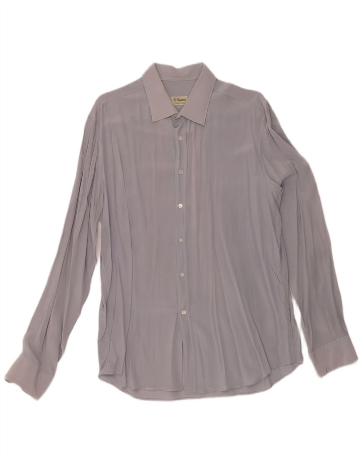 Epsom Mens Shirt Medium Blue Silk