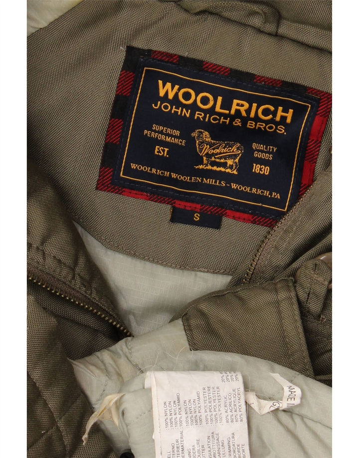 Woolrich Womens Hooded Parka Jacket UK 10 Small Khaki Nylon