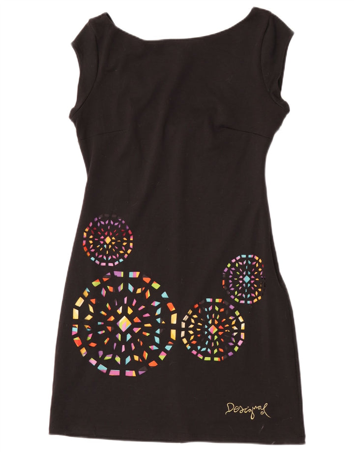 Desigual Womens Graphic Shift Dress UK 14 Large Black Geometric