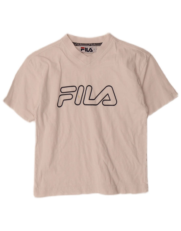 Fila Womens Crop Graphic T-Shirt Top UK 10 Small White Bomuld