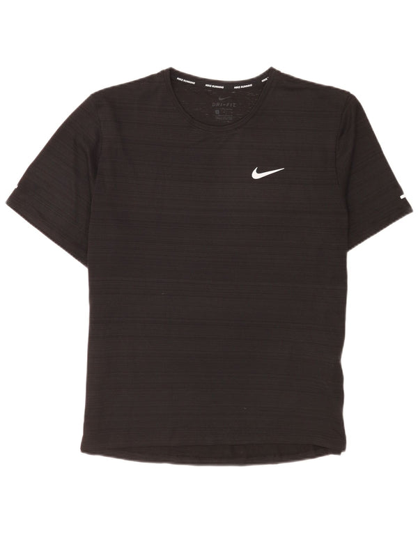 Nike Mens Dri Fit T-Shirt Top Medium Black Pinstripe Polyester