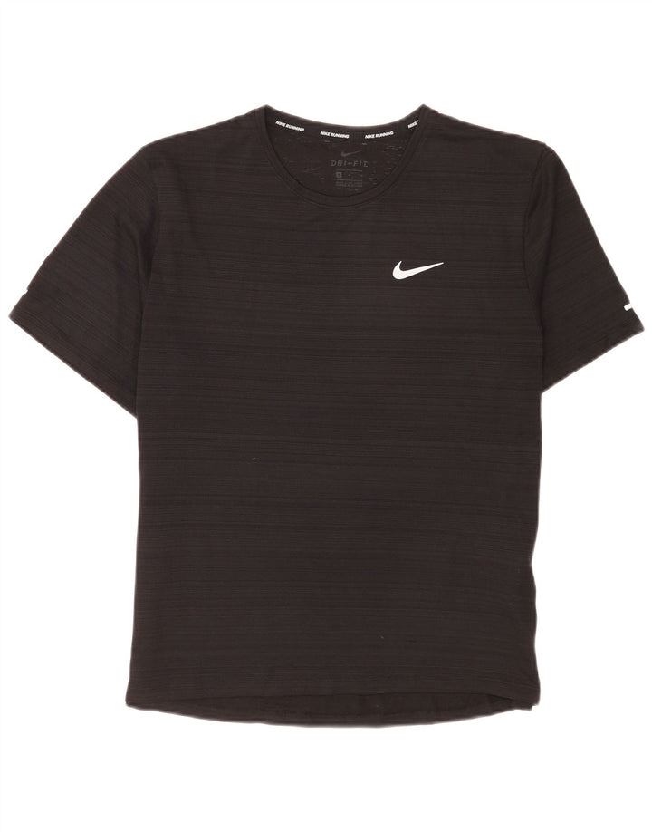 Nike Mens Dri Fit T-Shirt Top Medium Black Pinstripe Polyester