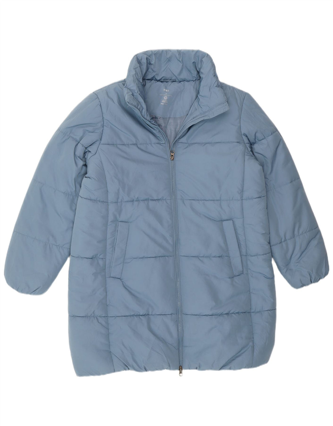 Marks & Spencer Womens Padded Jacket UK 14 Large Blue Polyester