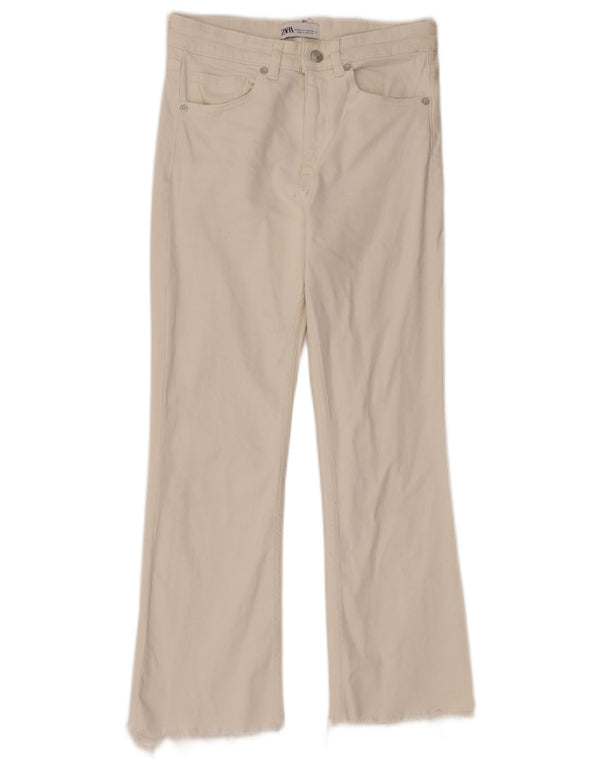 Zara Damen Crop Bootcut Jeans EU 38 Small W28 L24 Weiß