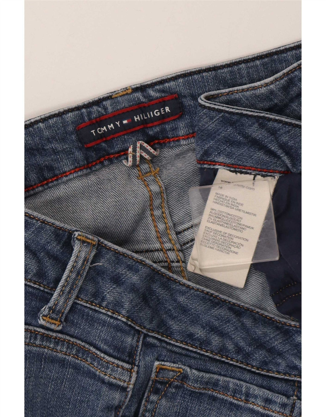 Tommy Hilfiger Womens Distressed Slim Jeans W36 L31 Blue Cotton