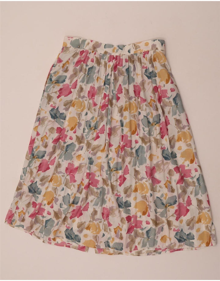 jupe évasée femme vintage IT 44 Medium W31 Viscose florale multicolore