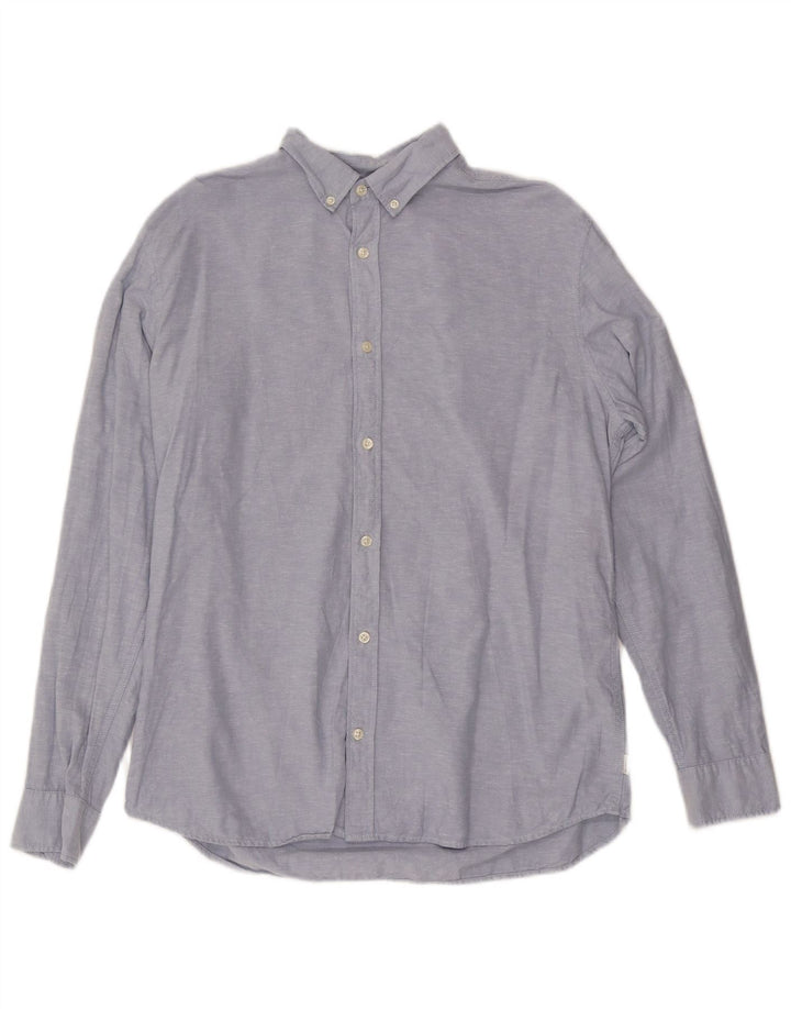 Jack & Jones Mens Shirt Large Blue Flecked Cotton