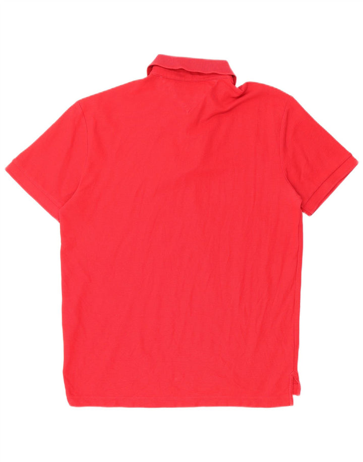 TOMMY HILFIGER Mens Regular Fit Polo Shirt Medium Red Cotton