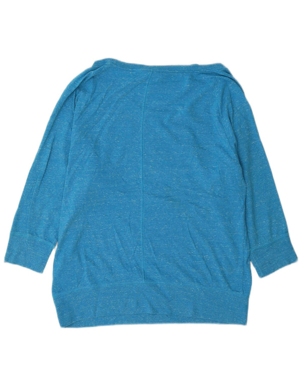 Nike Dame 3/4-ærmet grafisk sweatshirt trøje UK 16 Large Blue Flecked